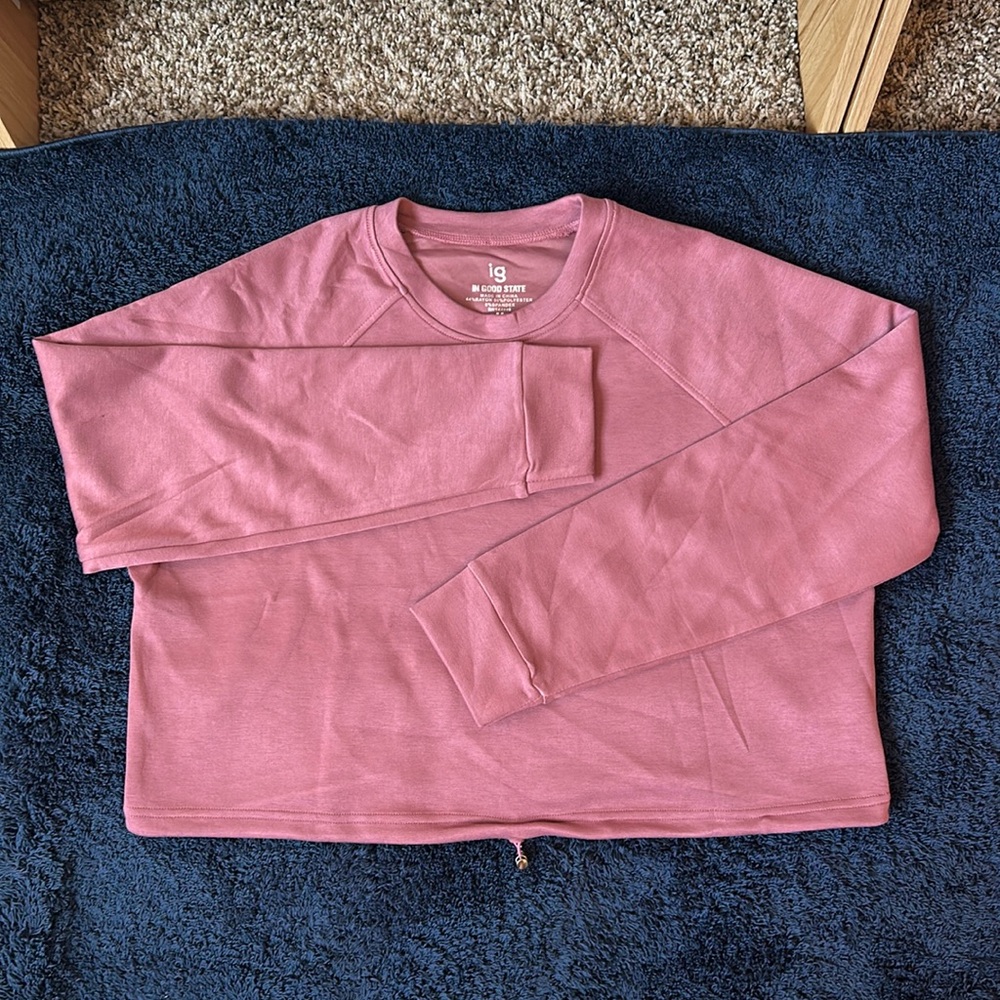 Women's Mauve Cropped Long Sleeve Top Size Medium